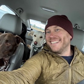 Patrick Zimny with Laila, Lark, and Sam